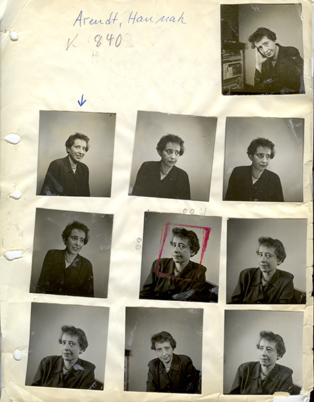 A contact sheet of portrait photographs of a woman.